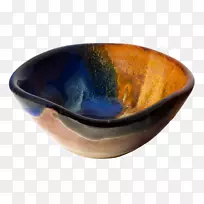 陶瓷碗钴蓝陶器土色调