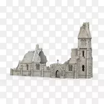 中世纪教堂、中世纪建筑-岛上被毁的城堡