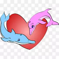 鲸鱼、海豚和海豚夹艺术插图-给予爱