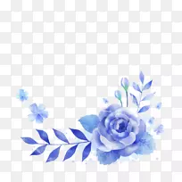 蓝玫瑰花园玫瑰水彩画摄影-玫瑰
