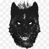 黑狼袖纹身画.香料狼插图