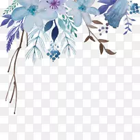 水彩：花卉水彩画图形图像插图花边元素