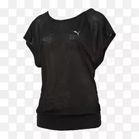 袖子t恤肩部产品黑色美洲豹女式网球鞋