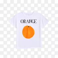女用t恤袖衣表情橙色白色网球鞋