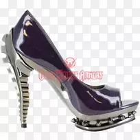 女式高跟鞋紫色低跟鞋