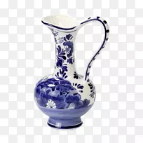 陶瓷花瓶玻璃蓝白陶器装饰花瓶