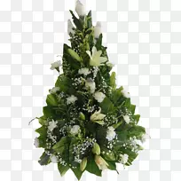 花卉设计、切花、圣诞装饰、花束-绿花布置