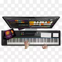 数字钢琴，电动钢琴，音乐键盘，乐器演奏者，钢琴.不寻常的木管乐器