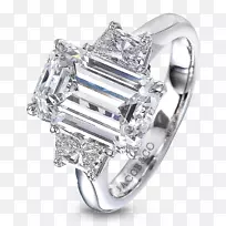 钻石切割耳环蓝宝石订婚戒指兆钻石戒指设置