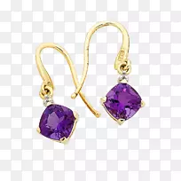金紫水晶和钻石耳环珠宝宝石紫水晶耳环