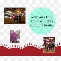 张贴广告宣传公关拼贴圣诞树-纽约马拉松赛路线