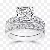 钻石切割订婚戒指公主切割-立方氧化锆婚纱套