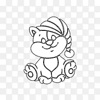 着色书玩具画儿童娃娃-猫在帽子着色页