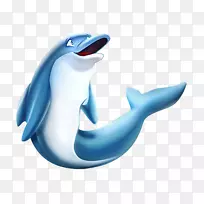 常见的宽吻海豚鲸鱼海豚剪贴画-太阳尾巴-美人鱼尾巴游泳