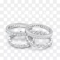 结婚戒指首饰银白金无限带立方氧化锆