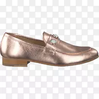 滑动鞋莫卡辛皮革凉鞋金色蕾丝披肩包裹