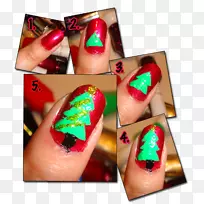 指甲油指甲艺术圣诞树圣诞指甲创意
