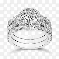 订婚戒指结婚戒指钻石公主剪裁立方氧化锆婚纱套