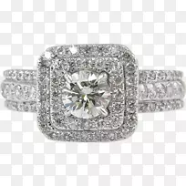 结婚戒指银白金首饰蒂芙尼铺路钻石戒指