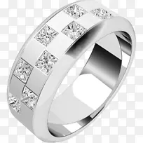 婚戒钻石公主切割珠宝.男子用金戒指设计