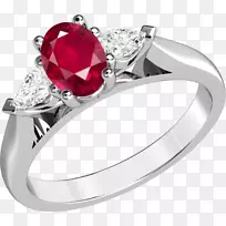 红宝石结婚戒指订婚戒指钻石红宝石钻石戒指