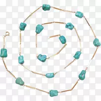 绿松石珠链项链魅力和吊坠-水族项链