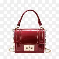 手提包，皮革送信袋，手提包-女式红色公文包