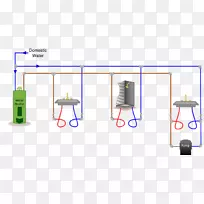 循环泵无罐水加热瞬间热水分配器水龙头手柄和控制.基本管道图