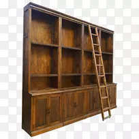 书架，自助餐和餐具柜，木材污渍.家具书柜