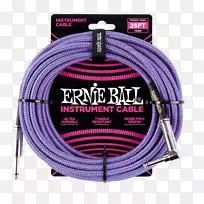 乐器厄尼球1/4“ts直到直角编织乐器电缆电吉他电缆串编织电缆
