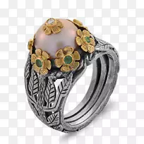 戒指彩色金宝石翡翠珠宝小可叠金环