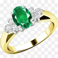 钻石切割订婚戒指祖母绿钻石戒指设置