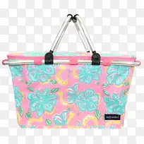 手提包手提行李粉红色m型行李图案-野餐午餐袋