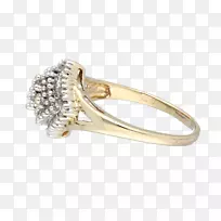 钻石人体戒指-带钻石带的小枝戒指