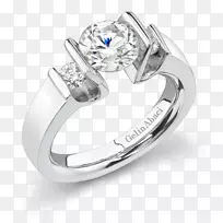 订婚戒指，结婚戒指，张力戒指，钻石.简单的金戒指设置