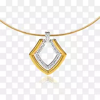 魅力和吊坠首饰黄色钻石黄金-希腊金项链
