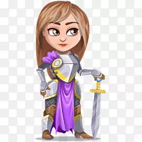 骑士十字军儿童妇女插图-洛基女士盔甲