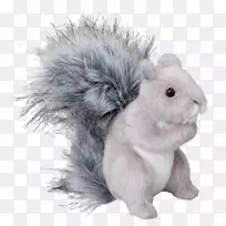 东方灰松鼠填充动物&可爱的玩具啮齿类-灰松鼠