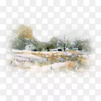 冬季桌面壁纸雪景宜人-冬季森林水彩