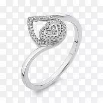 订婚戒指纸牌克拉钻石-10k白金戒指
