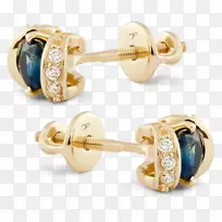 采购产品耳环，黄金珠宝，宝石，蓝宝石.男子用蓝宝石耳钉耳环