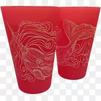 视觉艺术花瓶红色-野生动物陶器杯