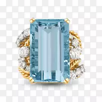 蓝宝石戒指克拉宝石钻石海蓝宝钻石戒指