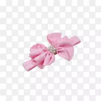头饰、缎带、纺织服装配件、仿宝石和莱茵石.粉红色蝴蝶结头饰