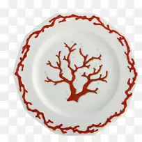 盘子餐具Mottahedeh&公司茶托瓷-红甜品盘