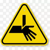 警告标志危险符号标志安全.手指上的电烧伤