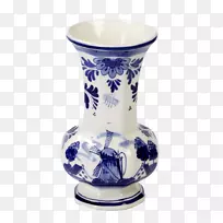 花瓶陶瓷蓝和白陶器钴青瓷装饰花瓶
