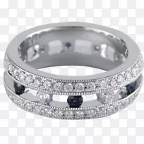 结婚戒指蓝宝石珠宝钻石-大的铺路钻石戒指