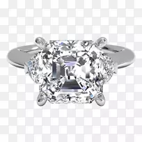 钻石切割订婚戒指公主切割半月流星带