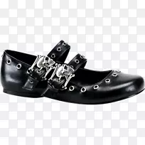 芭蕾平底鞋玛丽简戴西-03黑色平底鞋扣鞋哥特式玛丽简女式平底鞋